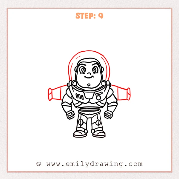 how to draw a buzz lightyear - Step 9